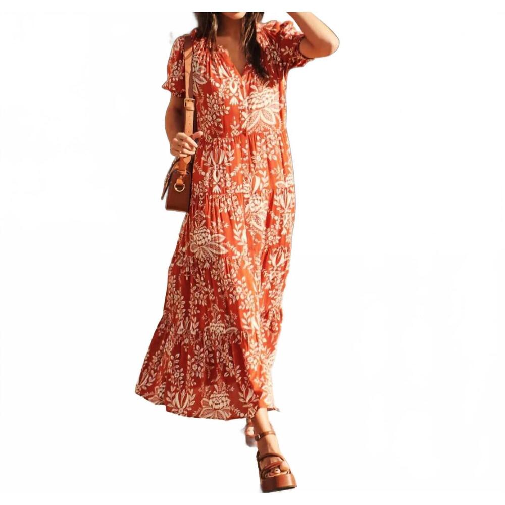 NEW PETITE MENDIGOTE romy midi dress in terra